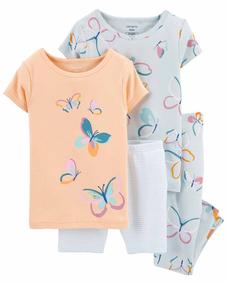 Küçük Kız Çocuk Kelebek Desenli Pijama Seti 4'lü Paket 194135943360 | Carter’s